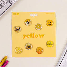 Набор значков на одежду, рюкзак, сумку Жёлтые, 8 шт., d=25 мм, закатные, 16.5?17 см