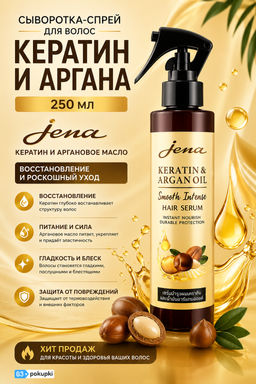 Сыворотка-спрей д/волос Кератин и Аргана Увлажнение JENA
250 мл