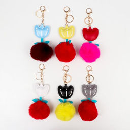 Цена за 12 шт. Брелок для ключей на кольце Пушистик. Тюльпан, на сумку, рюкзак, 13?6?6 см, МИКС - Simaland фото 4