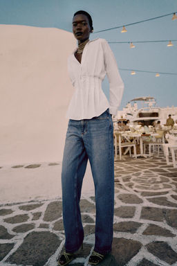 CAMISA POPEL?N PLIEGUES / Blanco