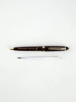 Цена за 10 шт. Ручка пластик, синяя паста "Золотой учитель"