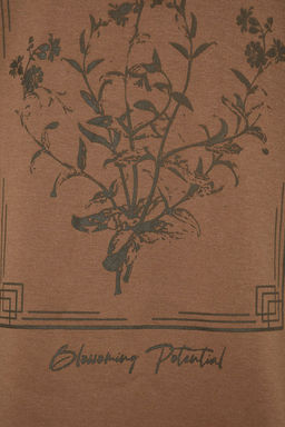 TRENDYOL MAN Antrasit Oversize/Genis Kesim Kapusonlu Cicek Bask? Ici Polar/S?cak Tutan Sweatshirt TMNAW24SW00100 - Trendyolmilla фото 18