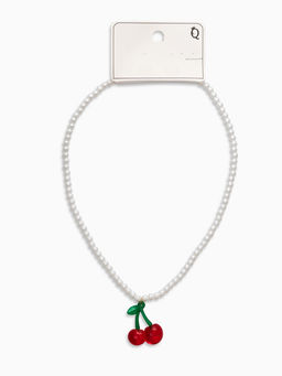 Цена за 2 шт. Кулон на жемчужной нитке "Вишня", цветной