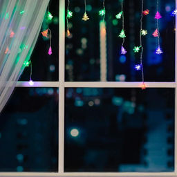 Гирлянда Бахрома 1.8?0.5 м с насадками Ёлки и снежинки, IP20, прозрачная нить, 48 LED, свечение мульти (RG/RB), мигание, 220 В - Luazon lighting фото 3