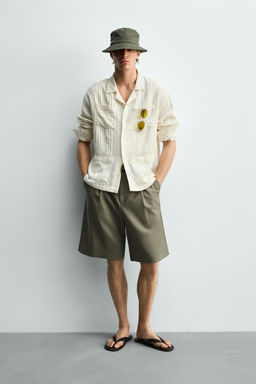 CAMISA RELAXED FIT 100% LINO PLIEGUES / Crudo