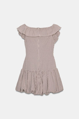 VESTIDO MONO CUADRO VICHY / Crudo / Marr?n - Zara фото 7