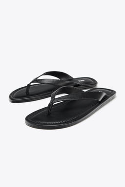FLAT LEATHER SANDALS - Zara фото 3