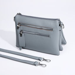 Сумка кросс-боди на молнии, 3 наружных кармана, цвет серо-голубой - Simaland фото 6