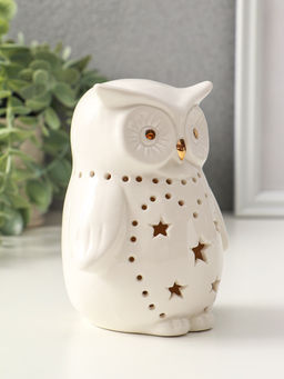Фигурка светящаяся «Филин в звёздочках», белый, керамика, 10.5×8×12.5 см