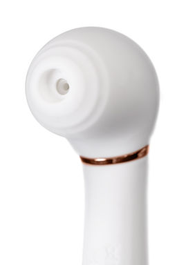 Вибратор с вакуумной стимуляцией Flovetta Jasmine, силикон, белый, 23 см