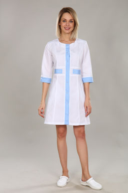 Халат женский 163 ТС. Цвет: белый и холодный голубой