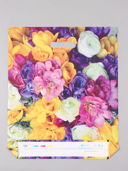 Цена за 25 шт. Пакет Весенний букет, полиэтиленовый с вырубной ручкой, 38?45 + 3 см, 60 мкм