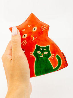 Копилка под мелочь натуральная кожа Кошка №0856/2 - Ганг фото 5