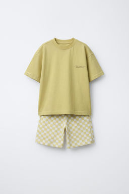 CHECKERBOARD T-SHIRT AND BERMUDA SHORTS SET