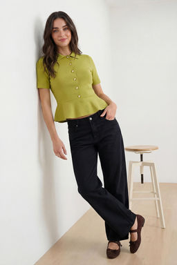 Murdum Peplum/Belden Oturmal? Dugme Detayl? Triko Bluz TWOSS26BZ00158 - Trendyolmilla фото 7