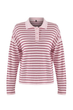 Wardrobe Essentials Pembe Premium Iplik/Ozel Iplikli Genis Kal?p Cizgili Triko Kazak TWOAW26KZ00195 - Trendyolmilla фото 5