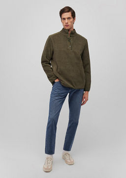 Dugme Detayl? Haki Sherpa Sweatshirt