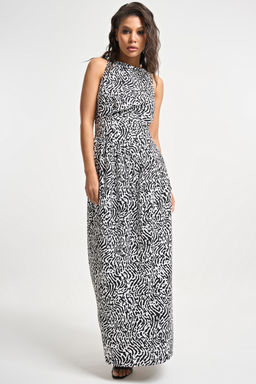 Платье облегающее черно-белое