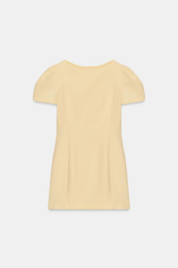 VESTIDO CORTO PLIEGUES BOLSILLOS / Amarillo pastel - Zara фото 4
