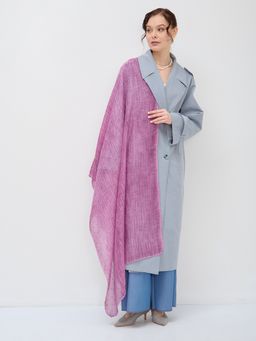 Лен с хлопком . Большой, красивый двусторонний палантин с необычной выработкой по всему полотну изде - Tantino фото 2