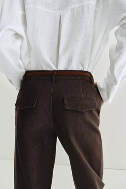 PANTAL?N CHINO CINTUR?N TRENZADO / Marr?n - Zara фото 7