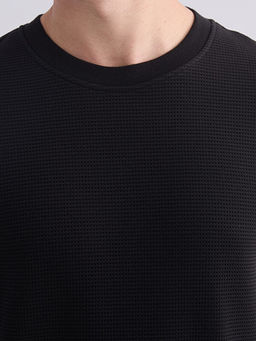 Bisiklet Yaka Dokulu Erkek Sweatshirt