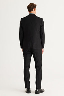 Ekstra Slim Fit Dar Kesim Mono Yaka Y_nl_ Siyah Tak_m Elbise 4A3024100016SYH