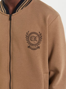 Толстовка мужска бежевая с принтом на груди сепия +печать 121187/1