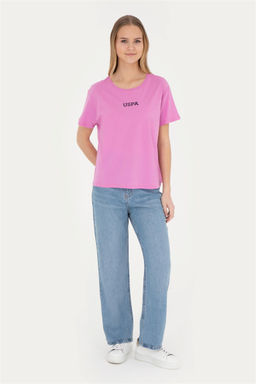 Женская фиолетовая футболка с круглым вырезом - U.s. polo assn фото 4