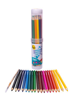 Лео Учись Набор акварельных карандашей + кисть в тубусе 19 пред. LNSWP-19 ( в тубусе ) - Аква-колор фото 5