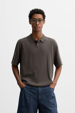 COTTON-BLEND KNIT POLO SHIRT - Zara фото 10