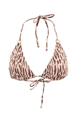 Kahverengi Zebra Desenli Ucgen Kapl? Aksesuarl? Bikini Ustu TBESS24BU00157