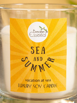Свеча с кристаллом внутри Sea and Summer Vacation at Sea, 120 г, соевый воск, морской