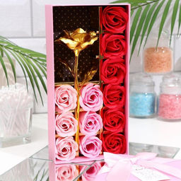 Мыльные розочки цветных оттенков и золотая роза, набор - SB BEAUTY фото 7