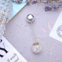 Цена за 2 шт. Булавка «Волшебный шар», 7.7 см, белая в серебре