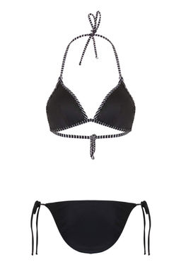 Siyah-Beyaz Cizgili Balconette Brief Normal Bel Atma Kap Bikini Tak?m? TBESS26BT00196