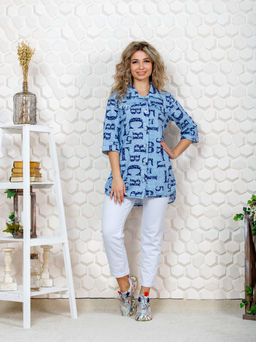 445 Туника "Буквы на голубом"