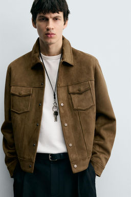 FAUX SUEDE REGULAR FIT JACKET - Zara фото 5