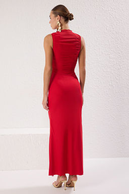 TRENDYOLMILLA Siyah Vucuda Oturan Astarl? Tul Orme Abiye Elbise TPRSS25AE00040 фото 8