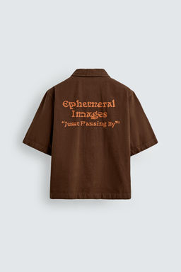 CAMISA LAVADA ESTAMPADO COMBINADO / Marr?n - Zara фото 8