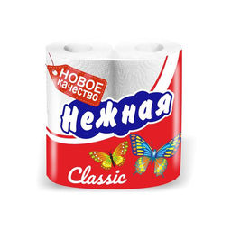 Цена за 2 шт. Туалетная бумага «Нежная», с втулкой, 2 слоя, 4 рулона