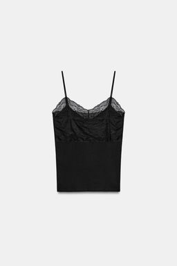 TOP RIB ENCAJE / Negro