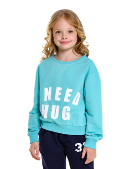 Толстовка для девочки с принтом UD 7477 бирюза