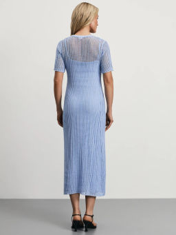 Полупрозрачное вязаное платье из хлопка с подкладкой / Zarina  фото 6