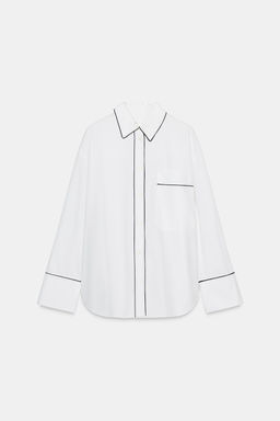 ZW COLLECTION CONTRAST POPLIN SHIRT - Zara фото 4