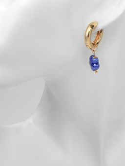 Серьги со съёмным элементом Трансформер цветок, цвет бело-синий в золоте