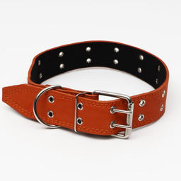 Ошейник кожаный на синтепоне, безразмерный, 83 х 4.5 см, ОШ 20-71 см, оранжевый - Пижон фото 2