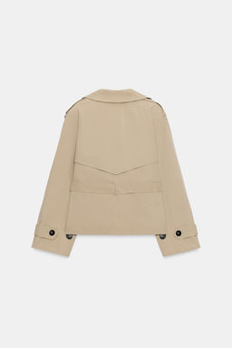 TRENCH CORTA HOMBRERAS CINTUR?N / Camel claro