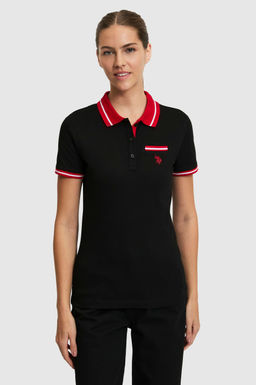 Kad_n Siyah Polo Yaka Basic Ti__rt