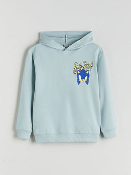 Kap??onlu Sonic Bask?l? Erkek ?ocuk Sweatshirt